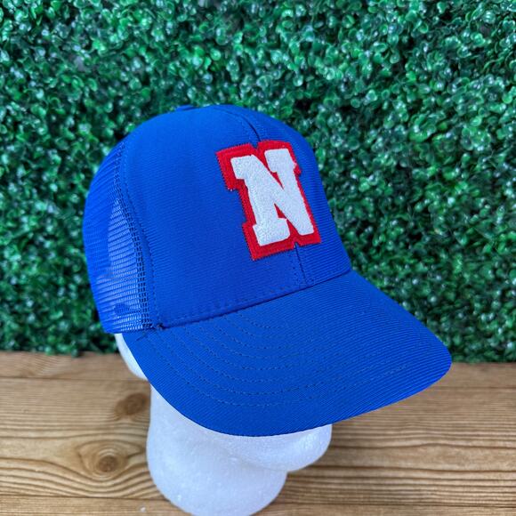Vintage Adult Blue Reynolds Letter N 80s Hat Snapback Made in the USA Cap  L XL - Picture 4 of 7